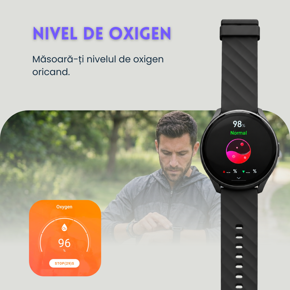 Smartwatch Unisex cu Apeluri Bluetooth, Ecran HD 1.46”, Monitorizare Puls, Tensiune și Oxigen SpO2, 100+ Moduri Sportive, Autonomie 7 Zile, EvoWatch Noa [16]