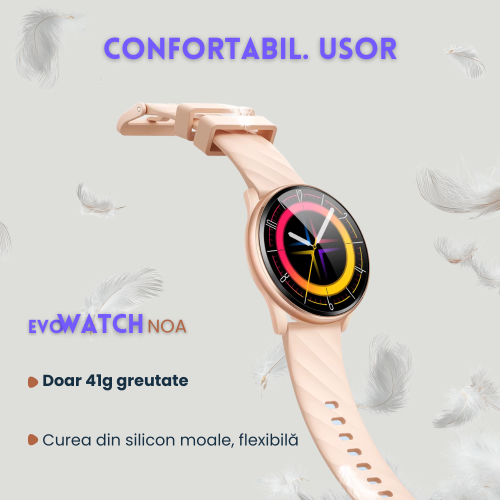 Smartwatch femei cu Apeluri Bluetooth, Ecran HD 1.46”, Monitorizare Puls, Tensiune și Oxigen SpO2, 100+ Moduri Sportive, Autonomie 7 Zile, EvoWatch Noa [11]