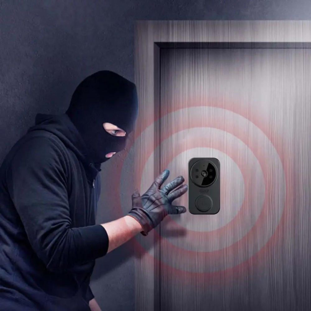 Sonerie Video Inteligenta wireless cu camera de supraveghere 1080p, interfon, functie IR Night vision, audio bidirectional si conexiune la aplicatia Tuya Android/IOS, acumulator, negru [9]