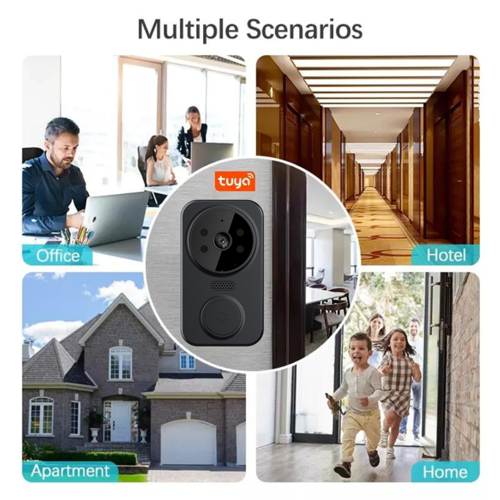 Sonerie Video Inteligenta wireless cu camera de supraveghere 1080p, interfon, functie IR Night vision, audio bidirectional si conexiune la aplicatia Tuya Android/IOS, acumulator, negru [6]