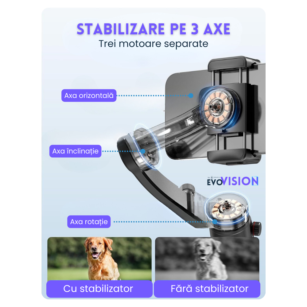 Stabilizator de imagine Evolve-x® Tokqi, Gimbal pentru telefon cu 3 Axe, Telecomanda magnetica, Stabilizare foto video, Control cu gesturi [11]