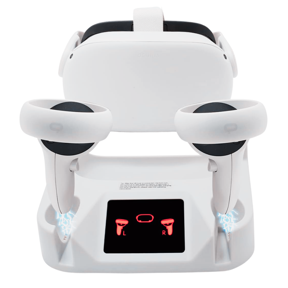 Statie de Incarcare VR magnetica Evolve-x® pentru Meta Oculus Quest 2, acumulatori 1800 mAh, Afisaj LED, conectori magnetici, Incarcare simultana pentru casca VR si controllere, alb [2]