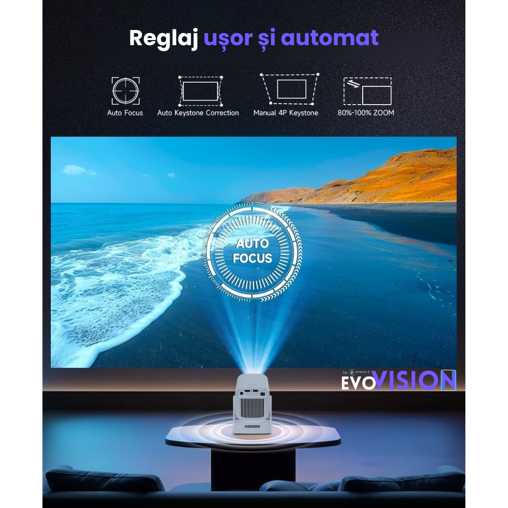 Videoproiector portabil smart Evolve-x® EvoVision 260 Pro, 1080p Full HD, suport 4K UHD, 200 ANSI, Android 11, Wi-Fi 6 dual, Bluetooth 5.4 [7]