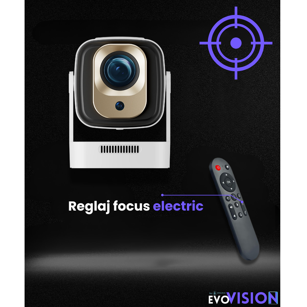 Videoproiector portabil smart Evolve-x® EvoVision 260 Pro, 1080p Full HD, suport 4K UHD, 200 ANSI, Android 11, Wi-Fi 6 dual, Bluetooth 5.4 [12]
