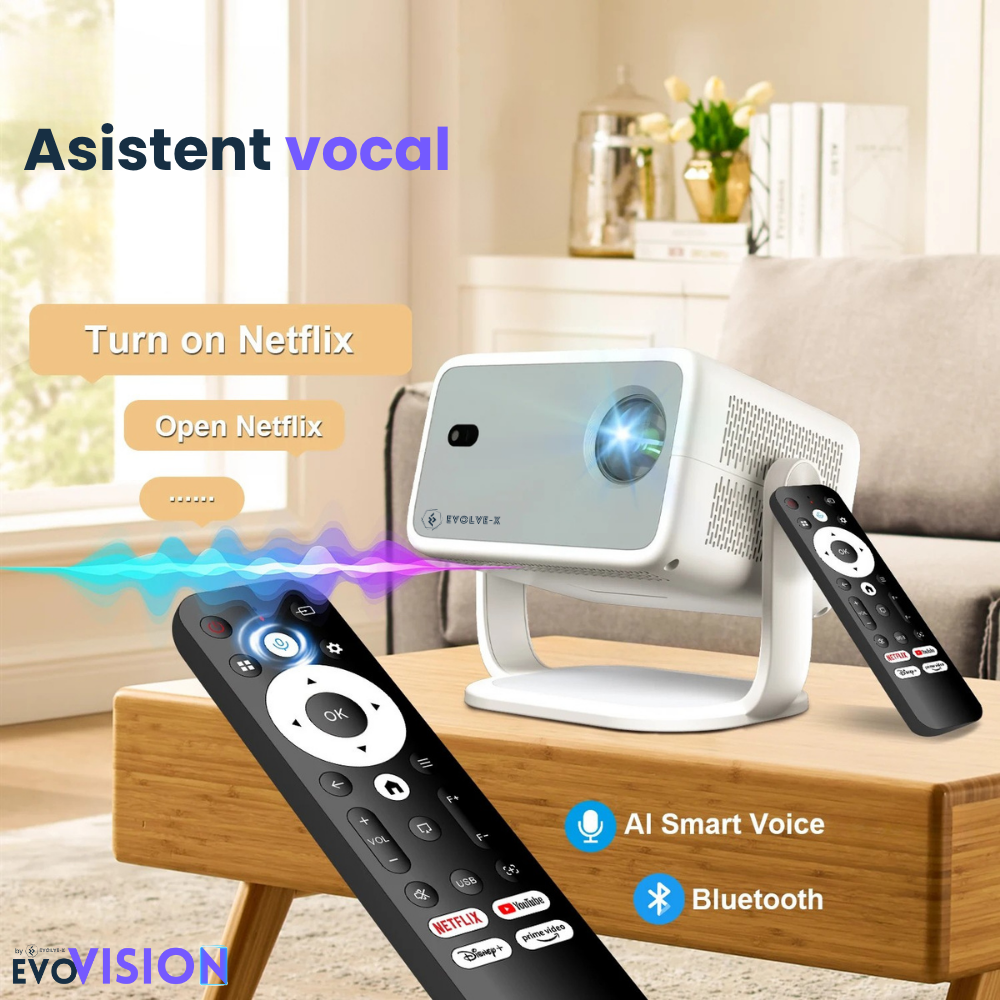 Videoproiector portabil smart Evolve-x® EvoVision 350 Pro, 1080p Full HD, suport 4K UHD, 350 ANSI, Android 13, Wi-Fi 6 dual, Bluetooth 5.4, NETFLIX Oficial [11]