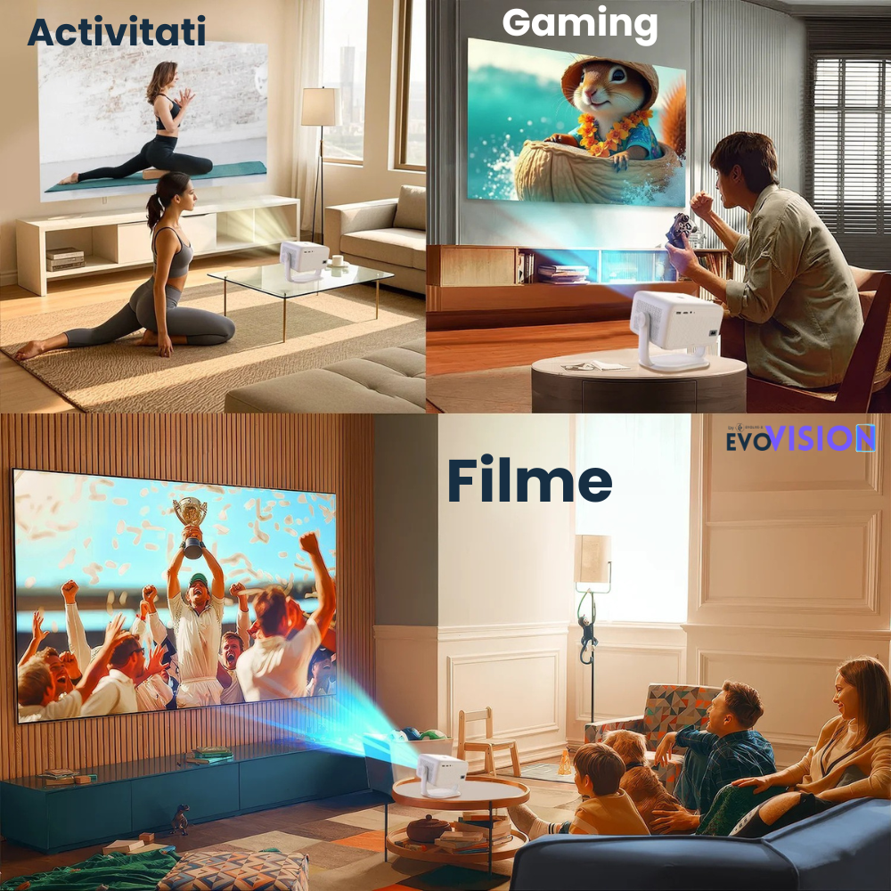 Videoproiector portabil smart Evolve-x® EvoVision 350 Pro, 1080p Full HD, suport 4K UHD, 350 ANSI, Android 13, Wi-Fi 6 dual, Bluetooth 5.4, NETFLIX Oficial [17]