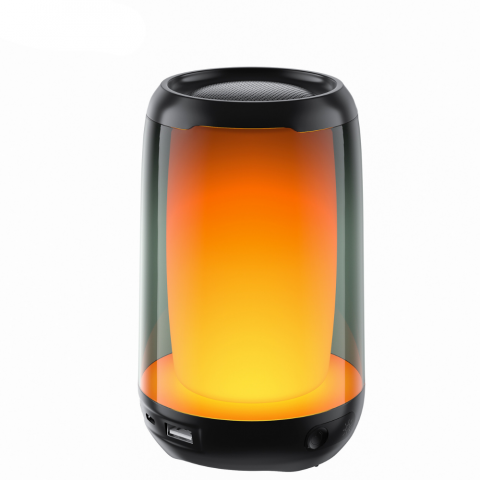 Boxe Portabile - Boxa portabila Evolve-x® QERE Pulse, Lumini RGB 360°si efect de flacara, Bluetooth 5.3, Rezistenta la apa IPX5, Slot USB si card MicroSD, acumulator 3600 mAh, Negru