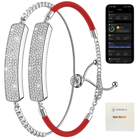 Bratari smart - Bratara fitness inteligenta Evolve-x® ARIA, tip bijuterie dama, Bluetooth, monitorizare sanatate, rezistenta la apa