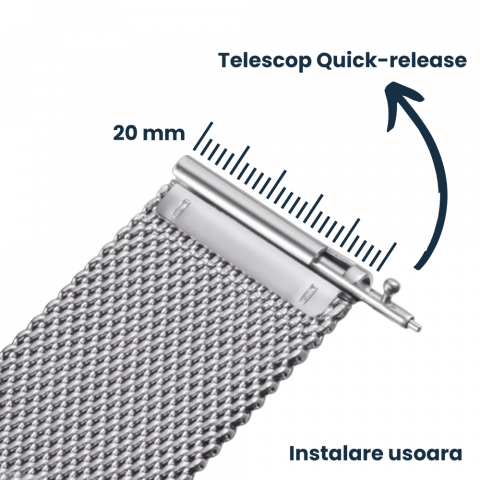 Bratara smartwatch Milanese loop din otel inoxidabil, 20mm [2]