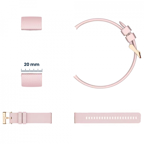 Curea smartwatch din silicon, 20mm, sistem Quick release, catarama auriu, roz [2]