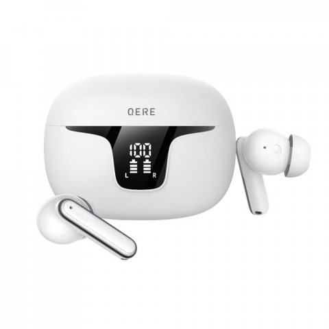 Casti Wireless - Casti wireless bluetooth Evolve-x® QERE cu Anulare activa a zgomotului, fara fir, Control prin atingere, 4 Microfoane pentru apeluri, Carcasa magnetica, Incarcare rapida, Bluetooth 5.3, Casual sau Spo