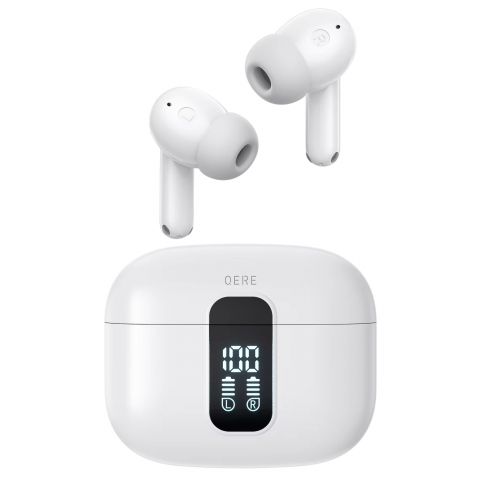 Casti wireless bluetooth Evolve-x® QERE E50 cu Anulare a zgomotului ENC, fara fir, Control touch, 4 Microfoane pentru apeluri, Carcasa magnetica, Incarcare rapida, Rezistente la apa, Bluetooth 5.3 - C