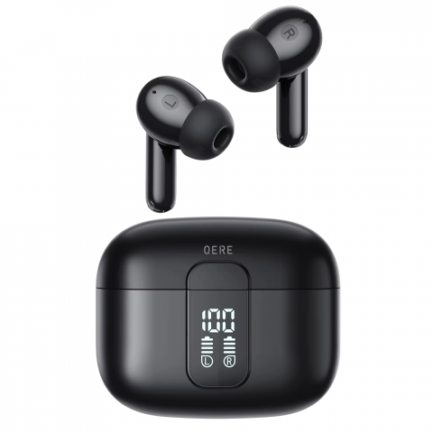 Casti Wireless - Casti wireless bluetooth Evolve-x® QERE E50 cu Anulare a zgomotului ENC, fara fir, Control touch, 4 Microfoane pentru apeluri, Carcasa magnetica, Incarcare rapida, Rezistente la apa, Bluetooth 5.3