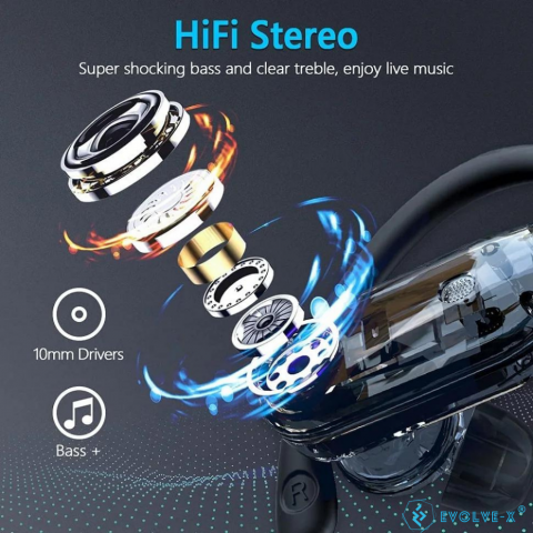 Casti Wireless Fara Fir Evolve-x® EvoFitt, Control tactil, Carcasa cu functie de baterie externa, Bluetooth, TWS, Afisaj LED, Rezistenta la apa IPX7, 4 microfoane, Eliminare zgomot, Design sport ergon [4]