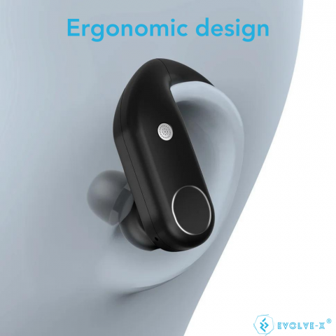Casti Wireless Fara Fir Evolve-x® EvoFitt, Control tactil, Carcasa cu functie de baterie externa, Bluetooth, TWS, Afisaj LED, Rezistenta la apa IPX7, 4 microfoane, Eliminare zgomot, Design sport ergon [6]