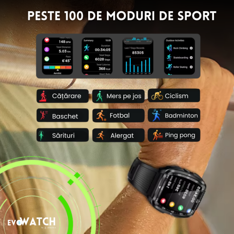 Ceas Smartwatch Evolve-X GO 3 Outdoor, Multifunctional, Rezistenta la apa 5ATM [8]