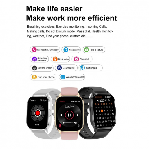 Ceas smartwatch barbati Evolve-x® EvoFitt HK21, ecran AMOLED 2.01 inch, Apeluri si mesaje bluetooth, Functii monitorizare Ritm cardiac, Somn, Nivel oxigen, Tensiune si Calorii, Asistent vocal, IP67, c [22]