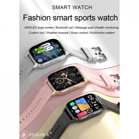 Ceas smartwatch barbati Evolve-x® EvoFitt HK21, ecran AMOLED 2.01 inch, Apeluri si mesaje bluetooth, Functii monitorizare Ritm cardiac, Somn, Nivel oxigen, Tensiune si Calorii, Asistent vocal, IP67, c [8]