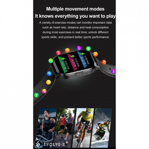 Ceas smartwatch barbati Evolve-x® EvoFitt HK21, ecran AMOLED 2.01 inch, Apeluri si mesaje bluetooth, Functii monitorizare Ritm cardiac, Somn, Nivel oxigen, Tensiune si Calorii, Asistent vocal, IP67, c [11]