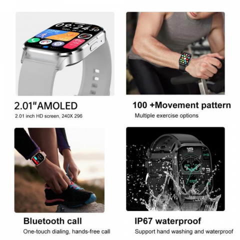 Ceas smartwatch barbati Evolve-x® EvoFitt HK21, ecran AMOLED 2.01 inch, Apeluri si mesaje bluetooth, Functii monitorizare Ritm cardiac, Somn, Nivel oxigen, Tensiune si Calorii, Asistent vocal, IP67, c [6]