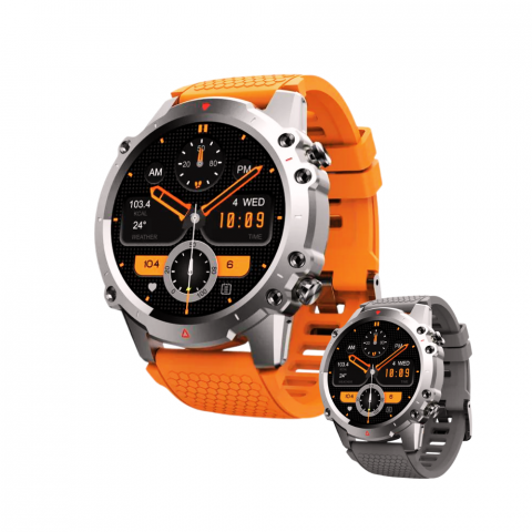 Smartwatch barbati - Ceas smartwatch barbati Evolve-x® EvoFitt Sport, ecran IPS 1.45 inch HD, Apeluri bluetooth HD, Notificari, Carcasa din aliaj zinc, Masurare ritm cardiac, tensiune, oxigen, calorii si somn, iOS si Andr