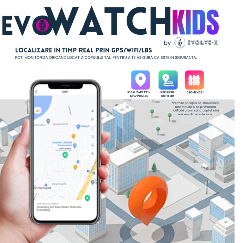 Ceas smartwatch copii Evolve-x® EvoWatch™ KIDS, localizare GPS, SIM 4G, Camera foto, Apel video HD, GeoFence, Roz [3]
