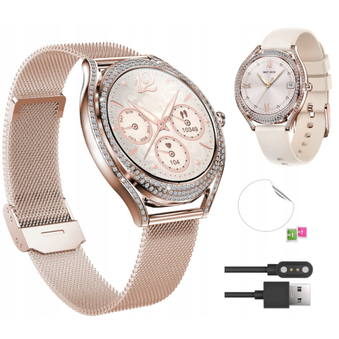 Ceas smartwatch dama Evolve-x® EvoFitt Slim, Apeluri si mesaje bluetooth, Functii fitness, monitorizare Ritm cardiac, Somn, Nivel oxigen si Calorii, Asistent vocal, IP67, compatibil iOS si Android, Br [4]