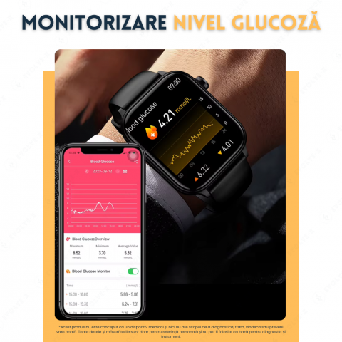 Ceas smartwatch Evolve-x® EvoPulse PRO, EKG, Apeluri si mesaje bluetooth, Monitorizare Sanatate, rose gold, curea crem [17]