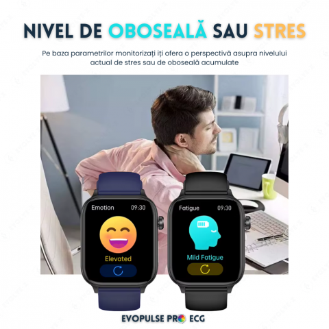 Ceas smartwatch Evolve-x® EvoPulse PRO, EKG, Apeluri si mesaje bluetooth, Monitorizare Sanatate, rose gold, curea crem [21]
