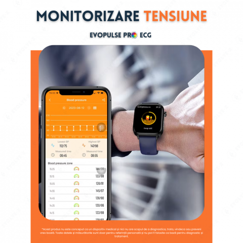 Ceas smartwatch Evolve-x® EvoPulse PRO, EKG, Apeluri si mesaje bluetooth, Monitorizare Sanatate, rose gold, curea crem [18]