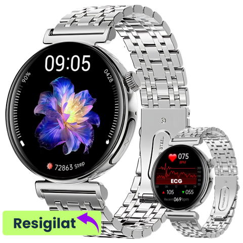 Smartwatch dama - RESIGILAT: Ceas smartwatch dama Evolve-x® EvoPulse PRO, EKG, Apeluri si mesaje bluetooth, Monitorizare Sanatate