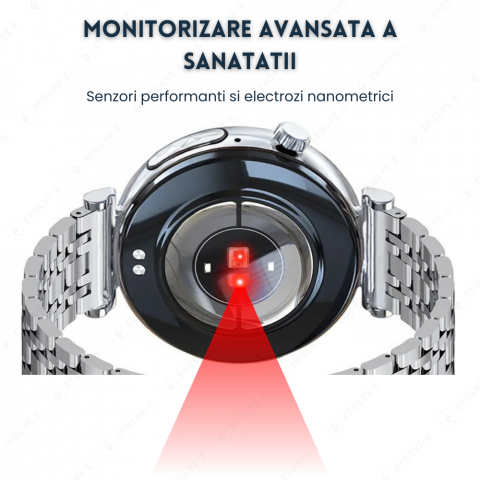 Ceas smartwatch dama Evolve-x® EvoPulse PRO, EKG, Apeluri si mesaje bluetooth, Monitorizare Sanatate [6]