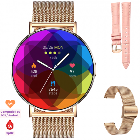 Ceas smartwatch dama Evolve-x® EvoWatch10 PRO, Apeluri si Notificari bluetooth, Monitorizare Sanatate [1]