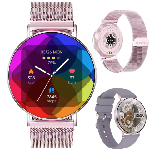 Smartwatch dama - Ceas smartwatch dama Evolve-x® EvoWatch10 PRO, Apeluri si Notificari bluetooth, Monitorizare Sanatate