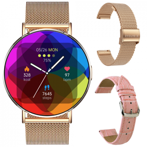 Smartwatch dama - Ceas smartwatch dama Evolve-x® EvoWatch10 PRO, Apeluri si Notificari bluetooth, Monitorizare Sanatate