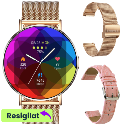 Smartwatch dama - RESIGILAT: Ceas smartwatch dama Evolve-x® EvoWatch10 PRO, Apeluri si Notificari bluetooth, Monitorizare Sanatate