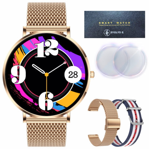 Smartwatch dama - Ceas smartwatch dama Evolve-x® EvoWatch10 Ultra, Apeluri si Notificari bluetooth, Monitorizare Sanatate