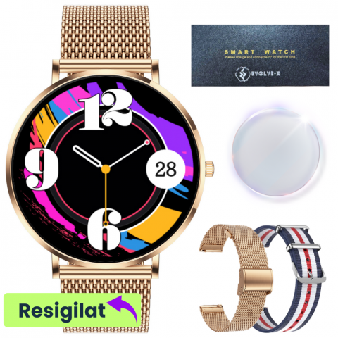 Smartwatch dama - RESIGILAT: Ceas smartwatch dama Evolve-x® EvoWatch10 Ultra, Apeluri si Notificari bluetooth, Monitorizare Sanatate