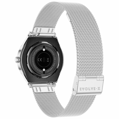 Ceas smartwatch dama Evolve-x® EvoWatch2, cu Apeluri si mesaje bluetooth, Monitorizare sanatate si moduri sport, argintiu [1]