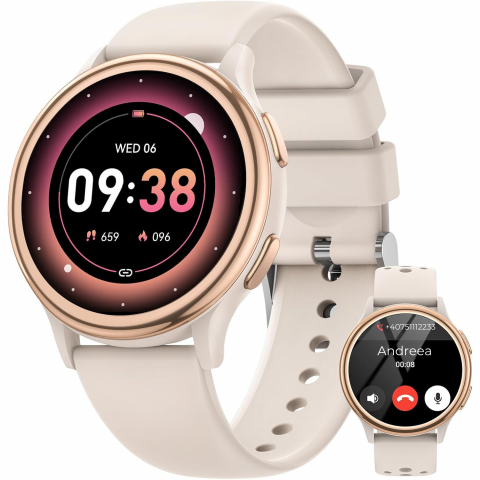Smartwatch dama - Ceas smartwatch dama Evolve-x® EvoWatch3, Apeluri si Notificari bluetooth, Monitorizare sanatate si Functii fitness