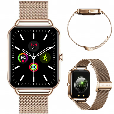 Smartwatch dama - Ceas smartwatch dama Evolve-x® EvoWatch4, Apeluri si Notificari bluetooth, Monitorizare sanatate si Functii fitness