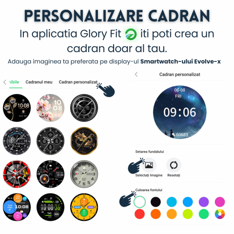 Ceas smartwatch dama Evolve-x® EvoWatch3, Apeluri si Notificari bluetooth, Monitorizare sanatate si Functii fitness [9]