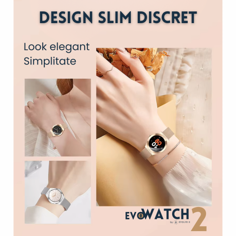 Ceas smartwatch dama Evolve-x® EvoWatch2, cu Apeluri si mesaje bluetooth, Monitorizare sanatate si moduri sport, argintiu [3]