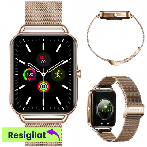 RESIGILATE - RESIGILAT: Ceas smartwatch dama Evolve-x® EvoWatch4, Apeluri si Notificari bluetooth, Monitorizare sanatate si Functii fitness