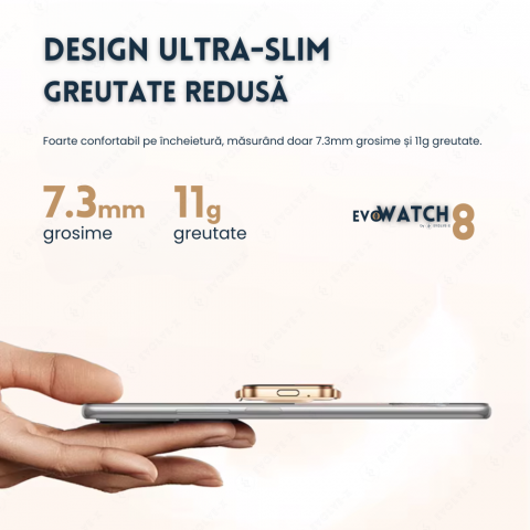 Ceas smartwatch dama Evolve-x® EvoWatch 8 auriu, Monitorizare sanatate, Apeluri si notificari Bluetooth, Functii fitness, auriu [5]