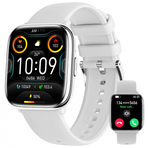 Smartwatch dama - Ceas Smartwatch Evolve-x® Edge 12, Functii fitness, Display AMOLED 1.75 inch, Apeluri si notificari, Monitorizare sanatate