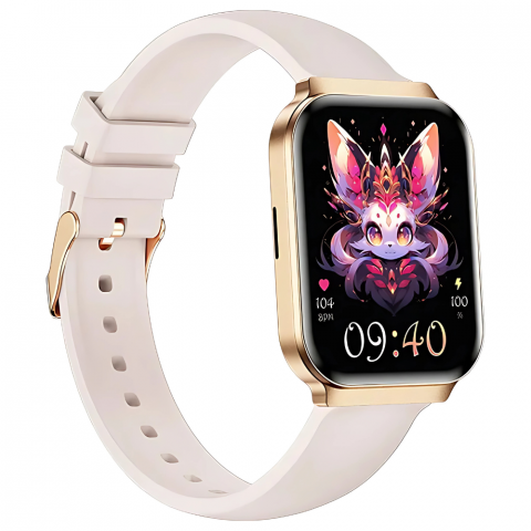 Ceas smartwatch dama Evolve-x® EvoWatch 8 auriu, Monitorizare sanatate, Apeluri si notificari Bluetooth, Functii fitness, auriu [1]