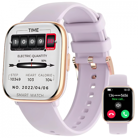 Smartwatch dama - Ceas Smartwatch Evolve-x® Edge 12, Functii fitness, Display AMOLED 1.75 inch, Apeluri si notificari, Monitorizare sanatate