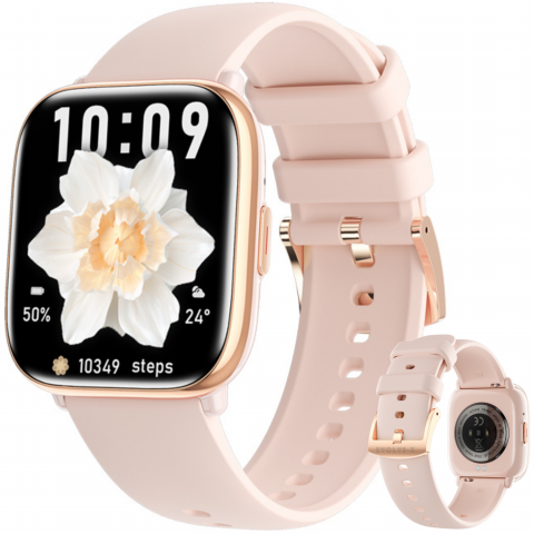 Smartwatch dama - Ceas Smartwatch Evolve-x® Edge, Functii fitness, Display AMOLED 1.75 inch, Monitorizare Puls si Tensiune Arteriala, Oximetru SpO2, Notificari Apeluri/Social Media, Apeluri si mesaje bluetooth, IP68, B