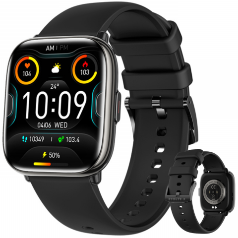 Smartwatch dama - Ceas Smartwatch Evolve-x® Edge, Functii fitness, Display AMOLED 1.75 inch, Monitorizare Puls si Tensiune Arteriala, Oximetru SpO2, Notificari Apeluri/Social Media, Apeluri si mesaje bluetooth, IP68, B